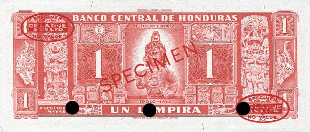 Back of Honduras p54As: 1 Lempira from 1961