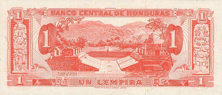 Back of Honduras p55b: 1 Lempira from 1972