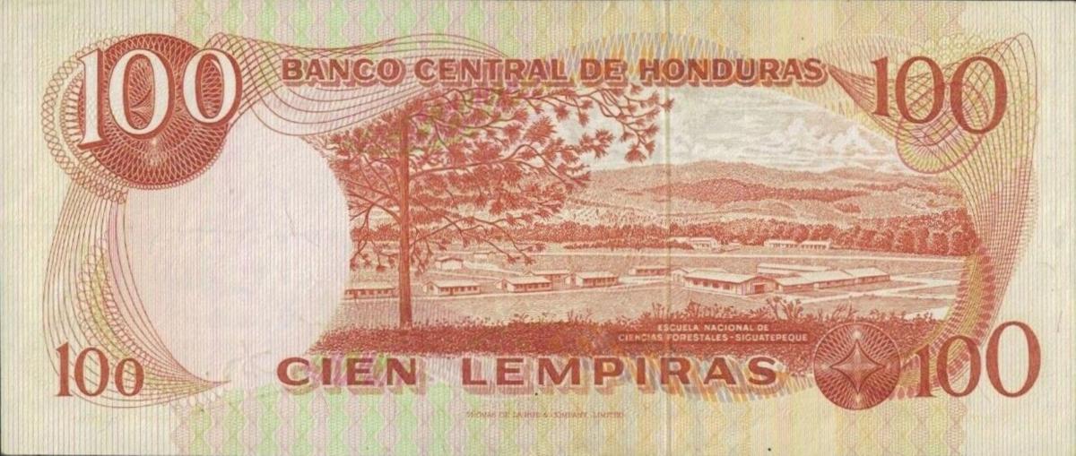 Back of Honduras p67a: 100 Lempiras from 1975