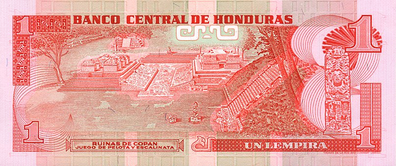 Back of Honduras p68a: 1 Lempira from 1980