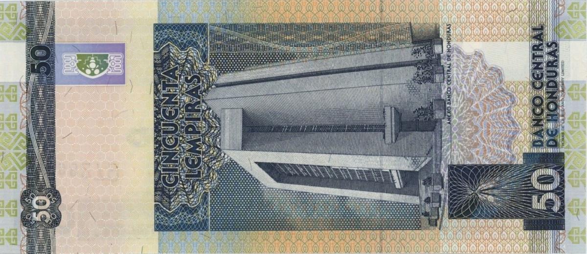 Back of Honduras p74f: 50 Lempiras from 1998