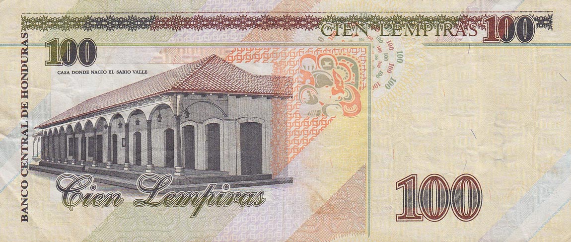 Back of Honduras p77g: 100 Lempiras from 2004