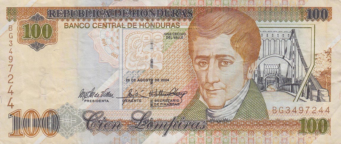 Front of Honduras p77g: 100 Lempiras from 2004