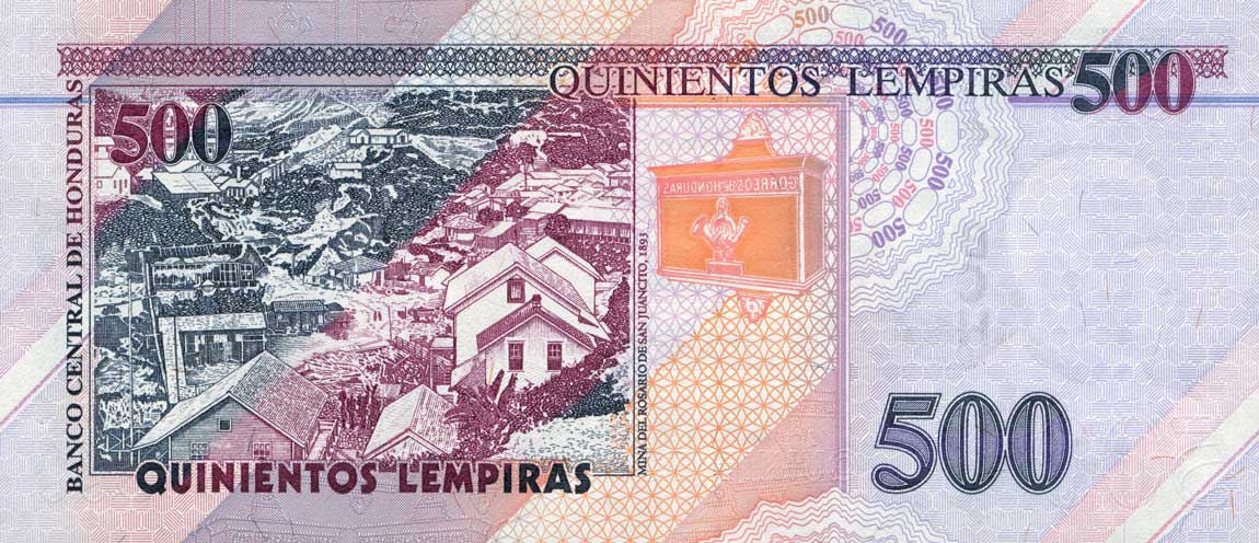 Back of Honduras p78g: 500 Lempiras from 2008