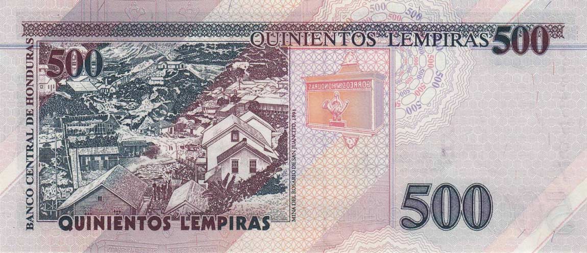 Back of Honduras p78f: 500 Lempiras from 2004