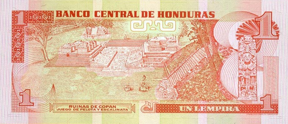 Back of Honduras p79b: 1 Lempira from 1998