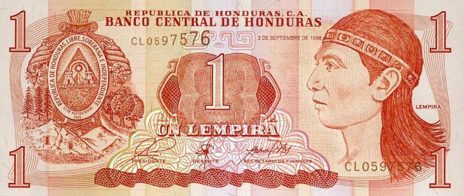 Front of Honduras p79b: 1 Lempira from 1998