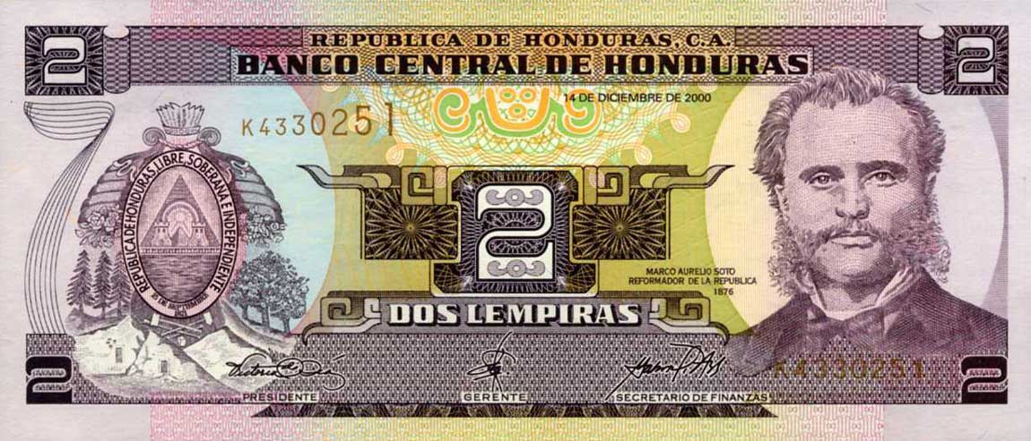 Front of Honduras p80Ab: 2 Lempiras from 2000