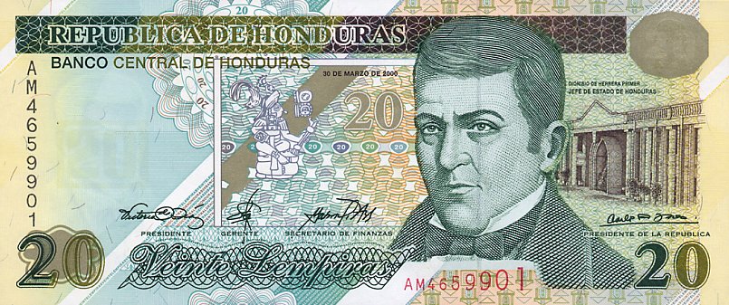 Front of Honduras p83: 20 Lempiras from 2000