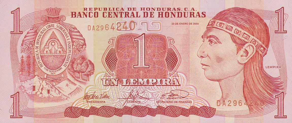 Front of Honduras p84c: 1 Lempira from 2003