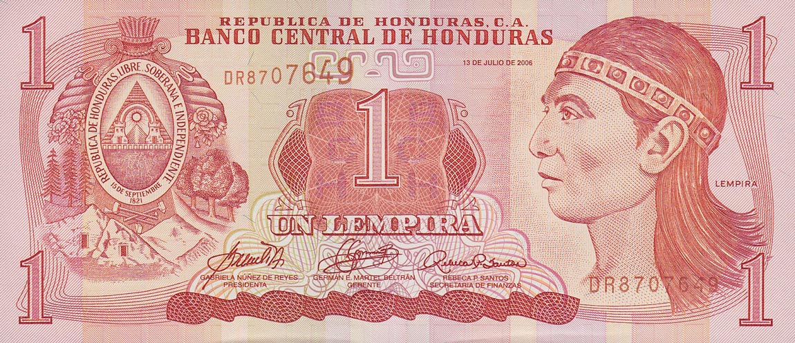 Front of Honduras p84e: 1 Lempira from 2006