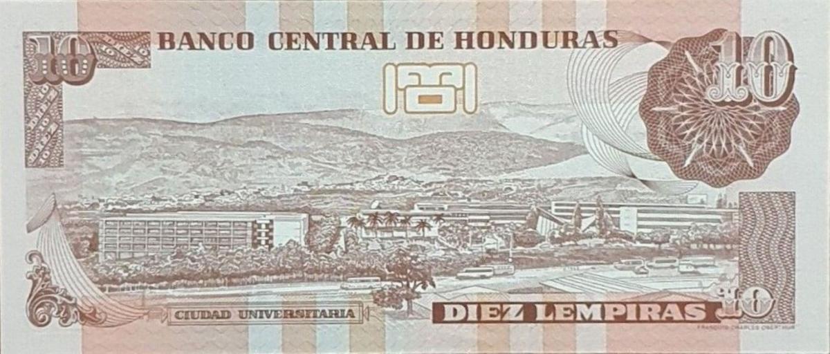 Back of Honduras p86a: 10 Lempiras from 2001