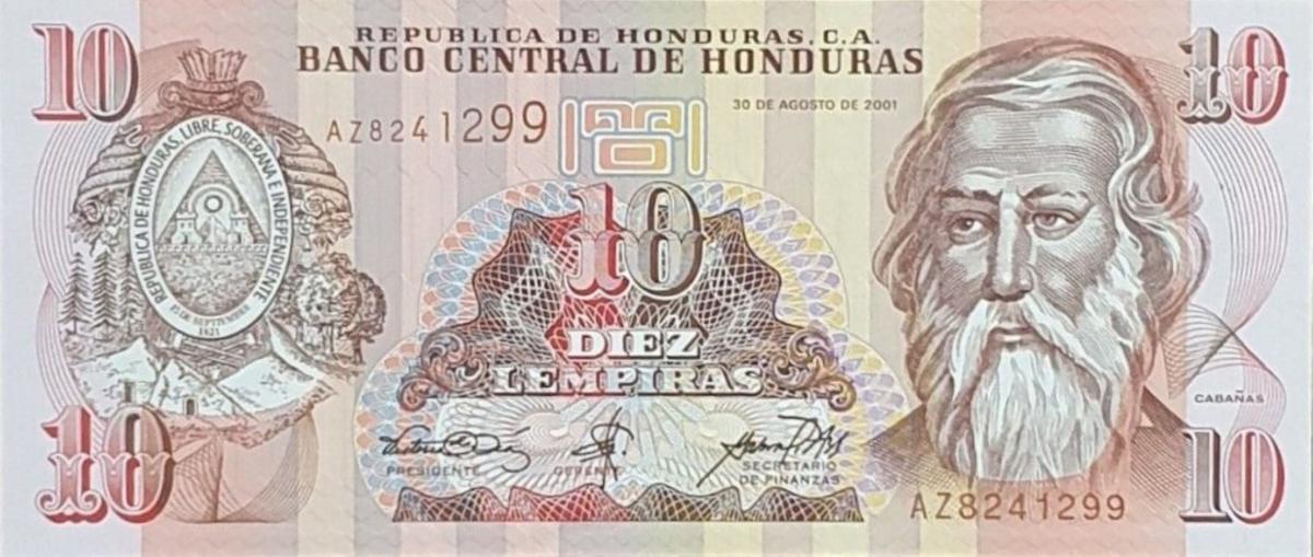 Front of Honduras p86a: 10 Lempiras from 2001