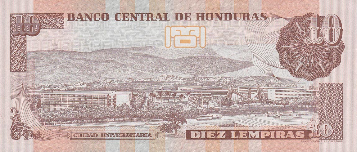 Back of Honduras p86b: 10 Lempiras from 2003