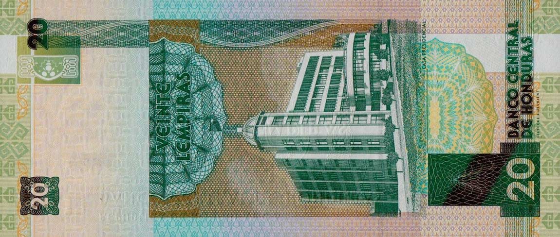 Back of Honduras p87a: 20 Lempiras from 2001