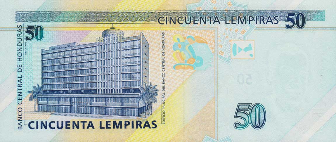 Back of Honduras p94Aa: 50 Lempiras from 2006