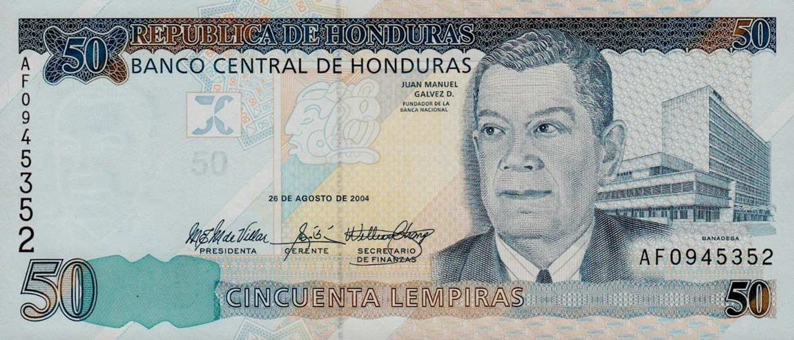 Front of Honduras p94a: 50 Lempiras from 2004
