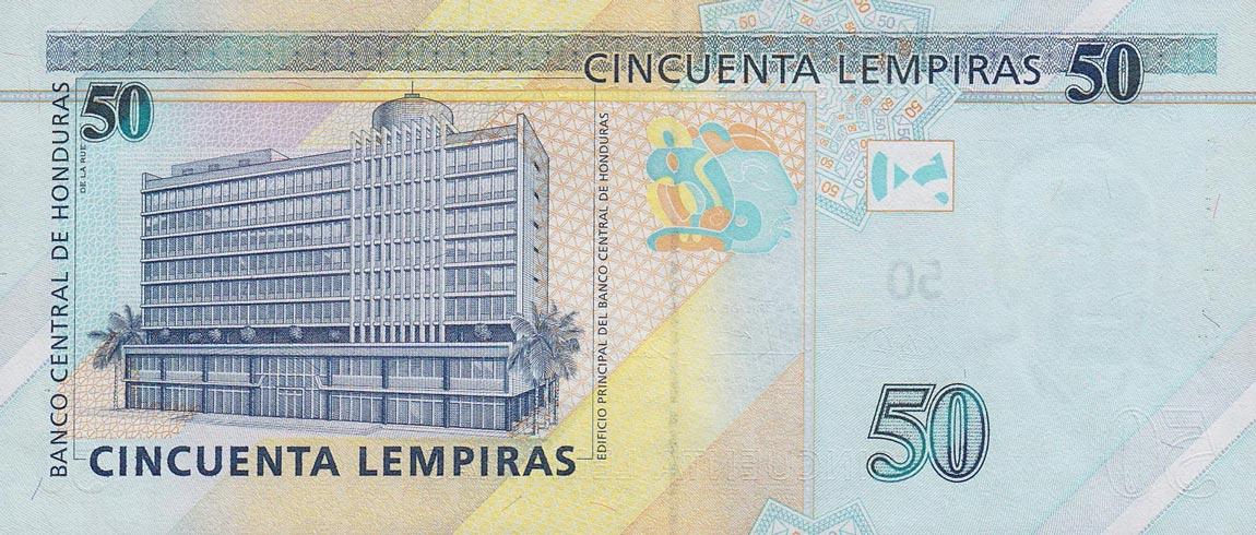 Back of Honduras p94b: 50 Lempiras from 2008