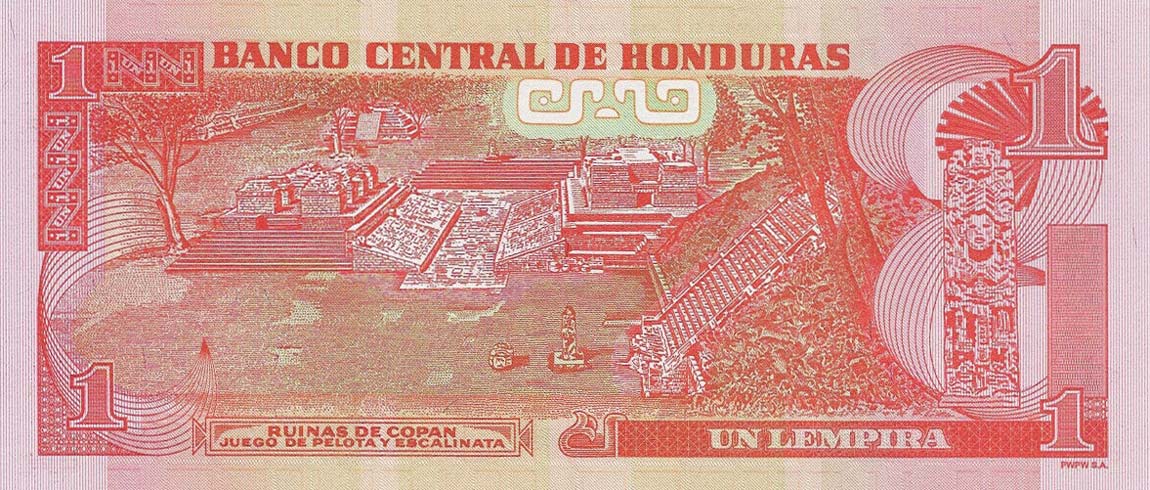 Back of Honduras p96c: 1 Lempira from 2016