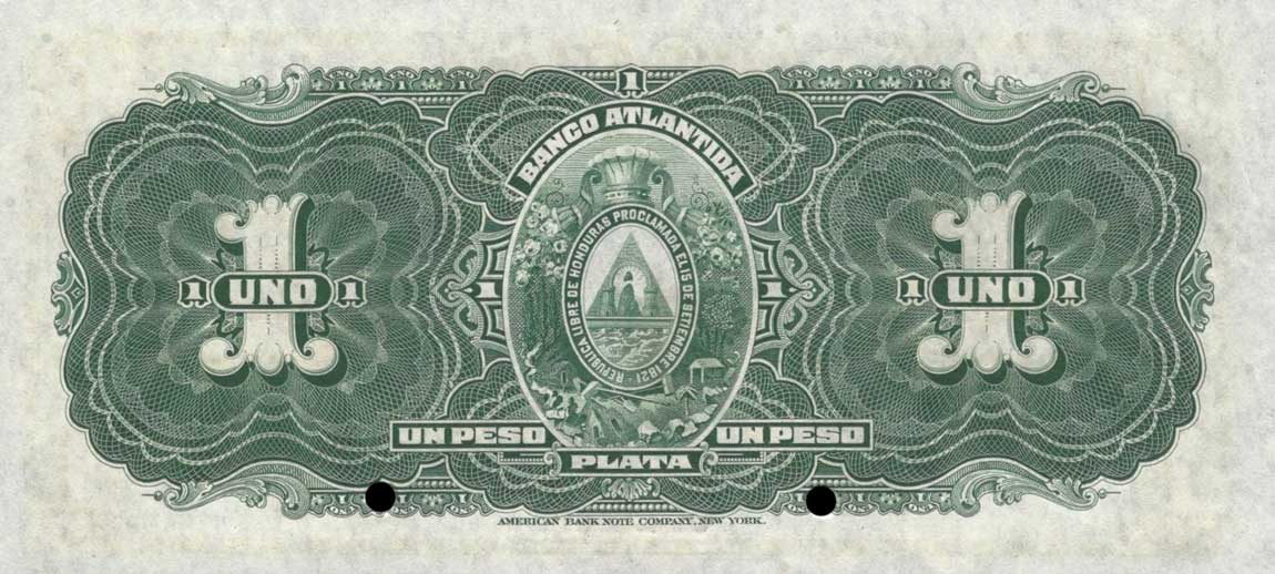 Back of Honduras pS111s: 1 Peso from 1913