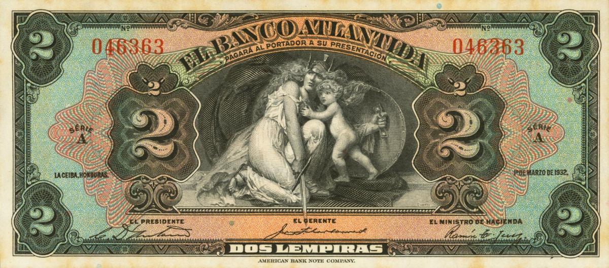 Front of Honduras pS122a: 2 Lempiras from 1932