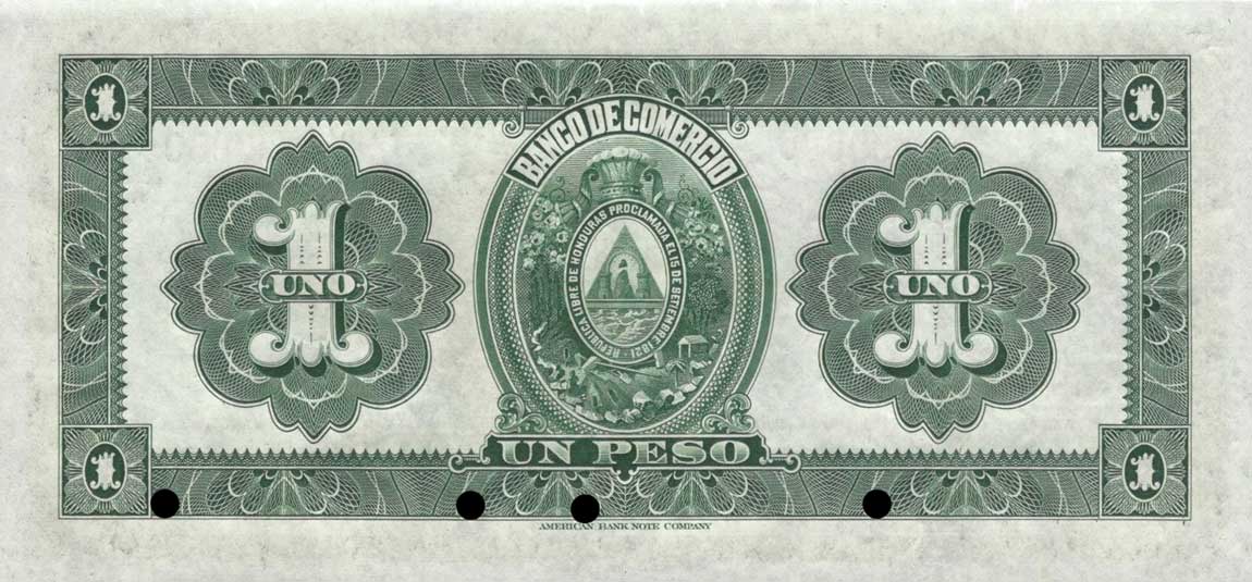 Back of Honduras pS141s: 1 Peso from 1915