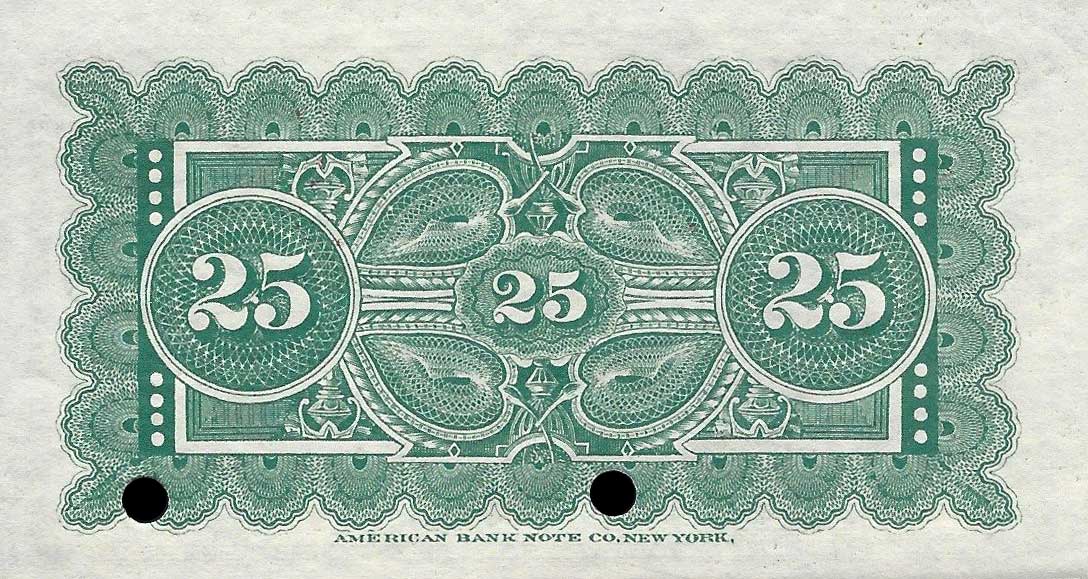 Back of Honduras pS152s: 25 Centavos from 1889