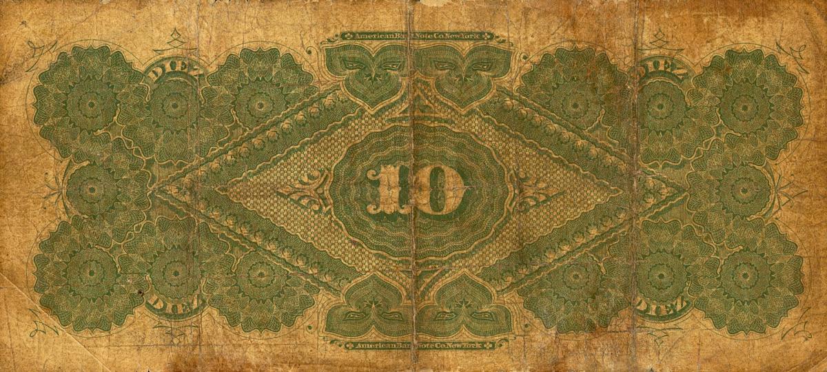 Back of Honduras pS157a: 10 Pesos from 1889