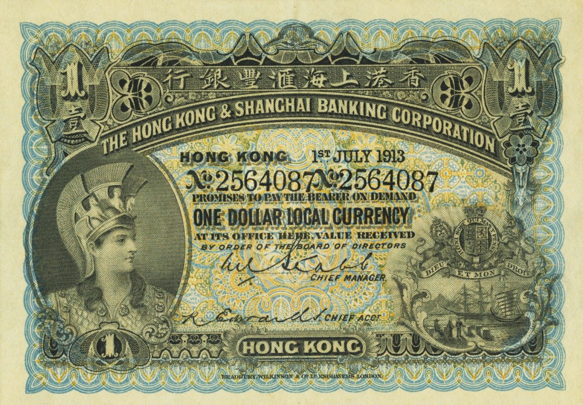 Front of Hong Kong p155b: 1 Dollar from 1913