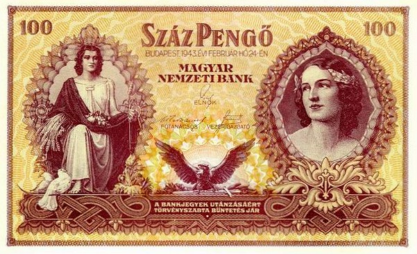 Front of Hungary p115a: 100 Pengo from 1943