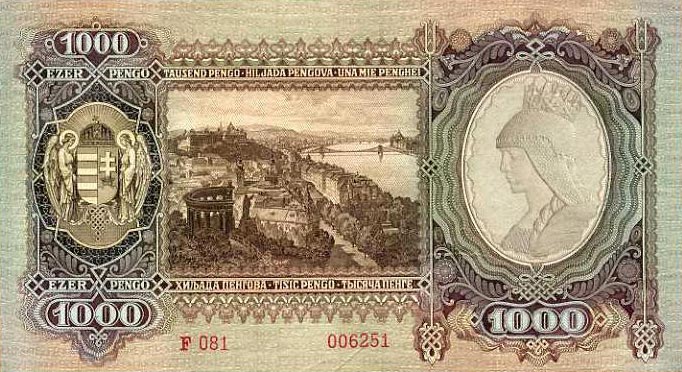 Back of Hungary p116: 1000 Pengo from 1943