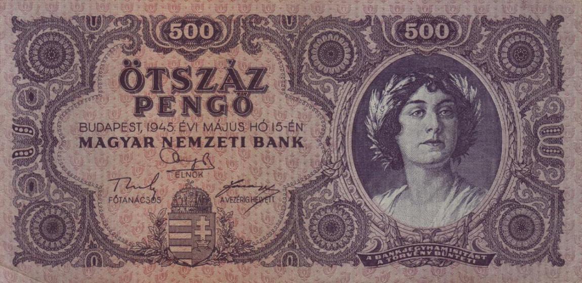 Front of Hungary p117a: 500 Pengo from 1945