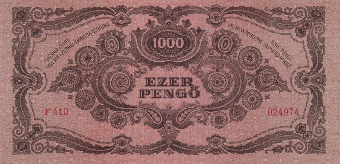 Back of Hungary p118a: 1000 Pengo from 1945