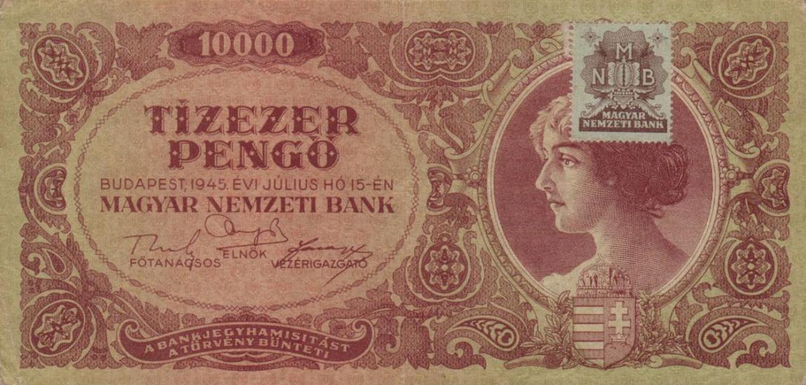 Front of Hungary p119b: 10000 Pengo from 1945