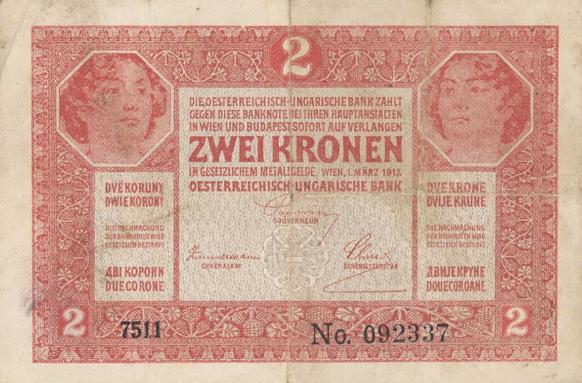 Front of Hungary p11a: 2 Korona from 1917