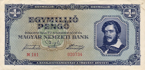 ADOPENGO 1946  aXF P 140c  Circulated Banknotes HUNGARY  1000000 1 Million