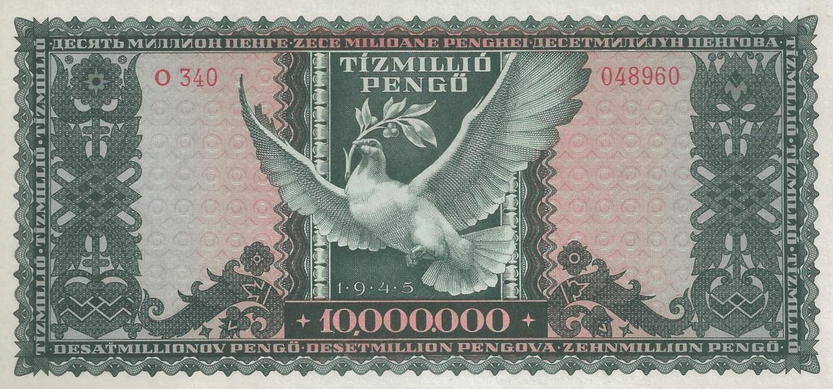 Back of Hungary p123: 10000000 Pengo from 1945