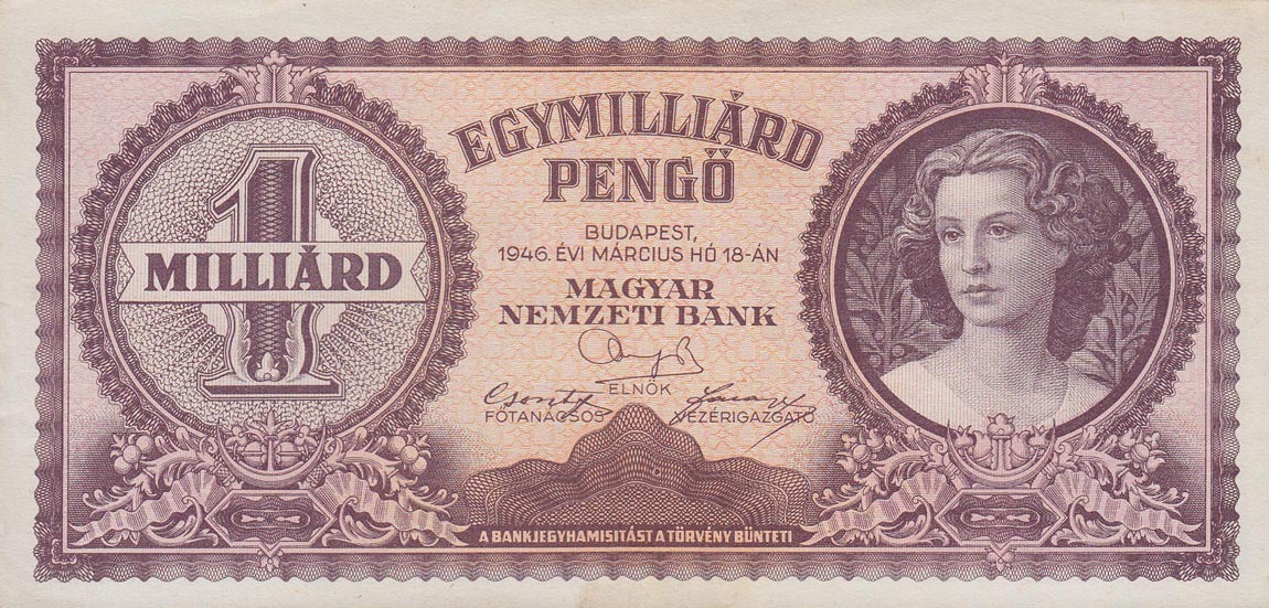 Front of Hungary p125: 1000000000 Pengo from 1946