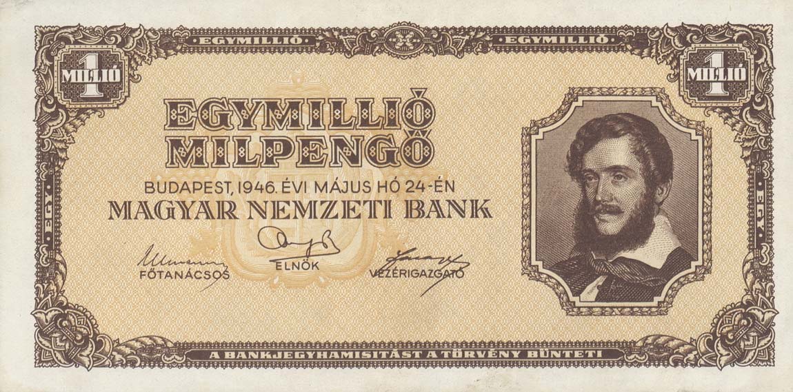 Front of Hungary p128: 1000000 Milpengo from 1946