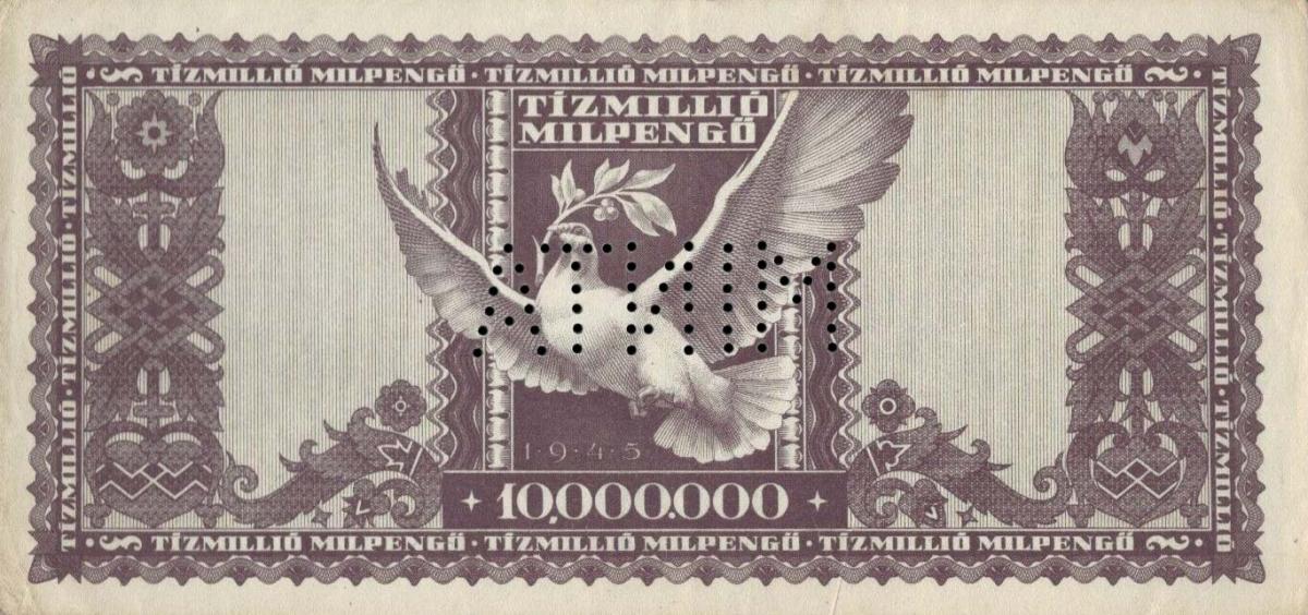 Back of Hungary p129s: 10000000 Milpengo from 1946