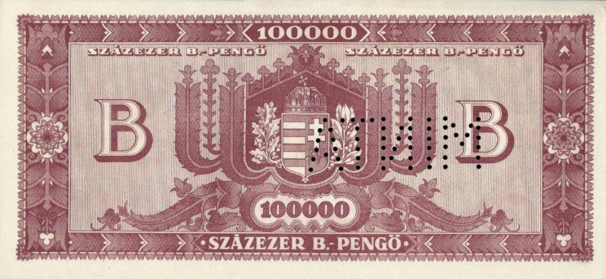 Back of Hungary p133s: 100000 BPengo from 1946