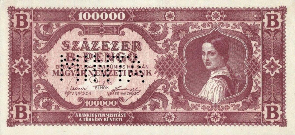 Front of Hungary p133s: 100000 BPengo from 1946