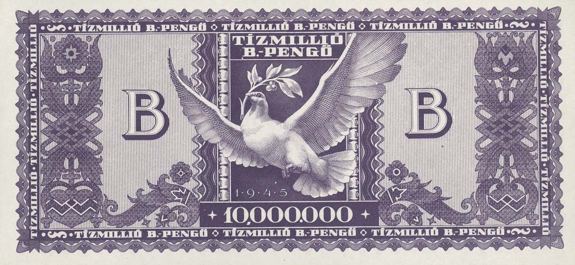 Back of Hungary p135a: 10000000 BPengo from 1946