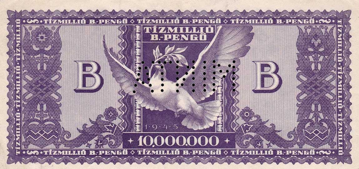 Back of Hungary p135s: 10000000 BPengo from 1946