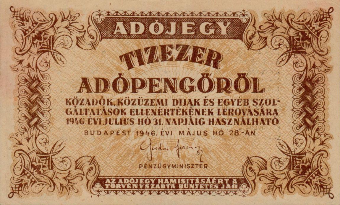 Front of Hungary p143b: 10000 Adopengo from 1946