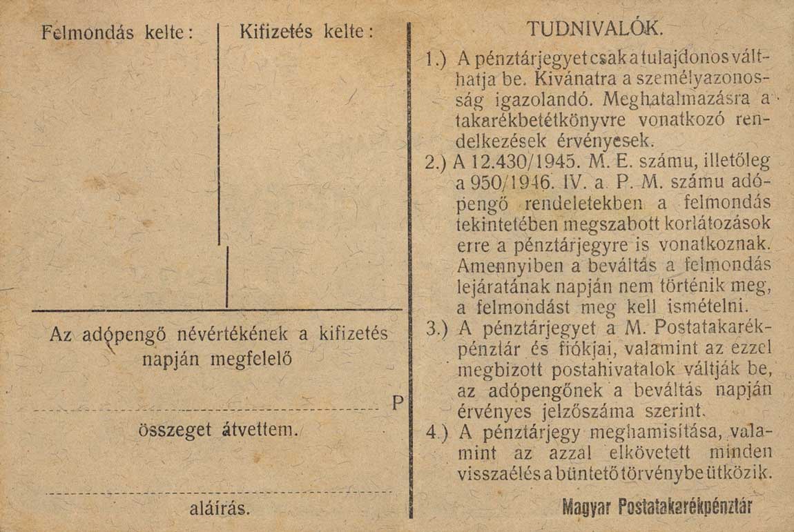 Back of Hungary p149: 10000 Adopengo from 1946