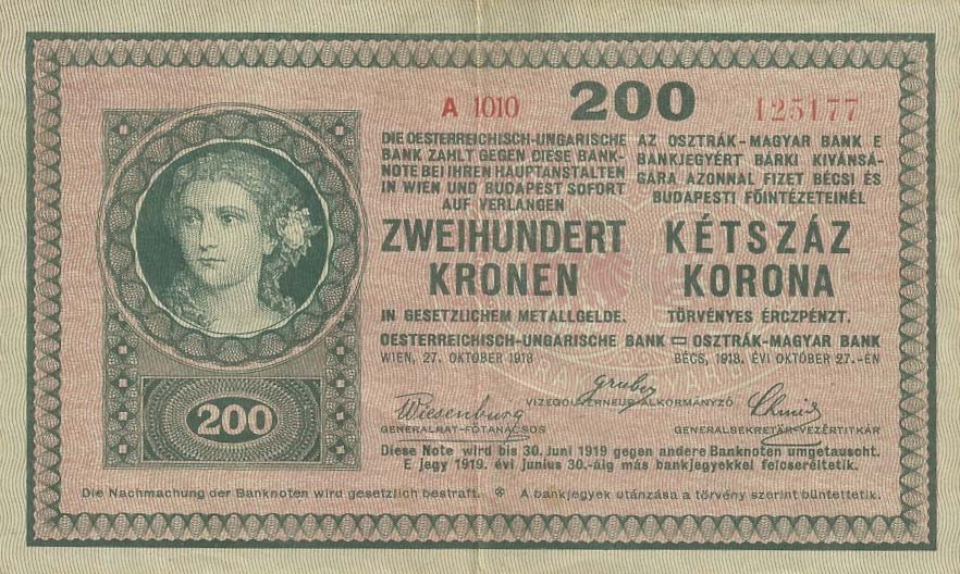 Front of Hungary p14: 200 Korona from 1918