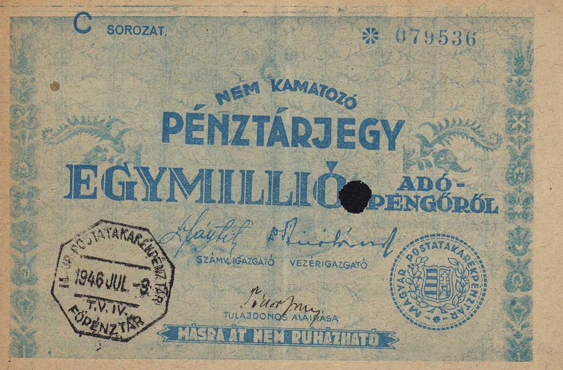 Front of Hungary p151: 1000000 Adopengo from 1946