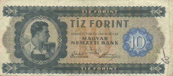 Front of Hungary p159a: 10 Forint from 1946