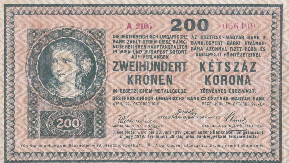 Front of Hungary p15: 200 Korona from 1918